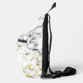 Schwarz-weißes Marmorgold glänzend Monogramm Crossbody Bag (Rechts)