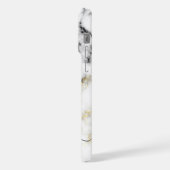 Schwarz-weißes Marmorgold glänzend Monogramm iPhone Hülle (Linke Seite)