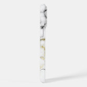 Schwarz-weißes Marmorgold glänzend Monogramm iPhone Hülle (Rechte Seite)