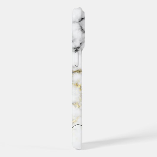 Schwarz-weißes Marmorgold glänzend Monogramm iPhone Hülle (Rechte Seite)