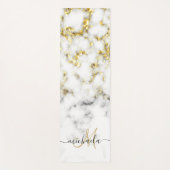 Schwarz-weißes Marmorgold glänzend Monogramm Yogamatte (Vorderseite)