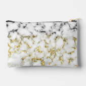 Schwarz-weißes Marmorgold glänzend Monogramm Zubehörtasche (Rückseite)
