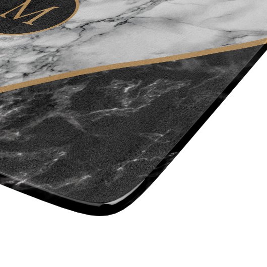 Schwarz-weißes Marmorsteinfräßchen Schneidebrett (Ecke)