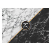 Schwarz-weißes Marmortablett mit individuellem Buc Tischdecke (Vorderseite (Horizontal))