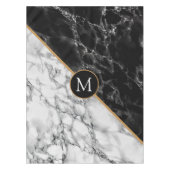 Schwarz-weißes Marmortablett mit individuellem Buc Tischdecke (Vorderseite)