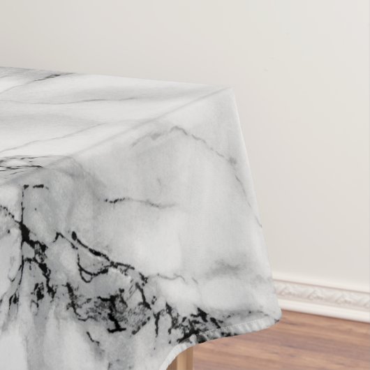 Schwarz-weißes Marmortablett mit individuellem Buc Tischdecke (Beispiel)