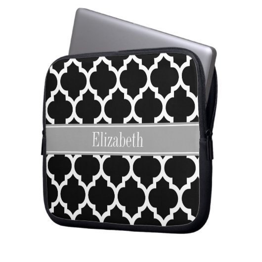 Schwarz-weißes marokkanisches #5 Dark Gray Name Mo Laptopschutzhülle (Vorderseite Links)