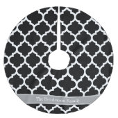 Schwarz-weißes marokkanisches #5 Dark Gray Name Mo Polyester Weihnachtsbaumdecke (Vorderseite)