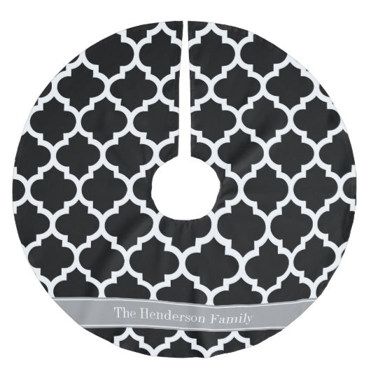 Schwarz-weißes marokkanisches #5 Dark Gray Name Mo Polyester Weihnachtsbaumdecke (Vorderseite)