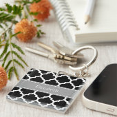 Schwarz-weißes marokkanisches #5 Dark Gray Name Mo Schlüsselanhänger (Vorderseite rechts)