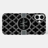 Schwarz-weißes marokkanisches Monogramm Case-Mate iPhone Hülle (Rückseite (Horizontal))