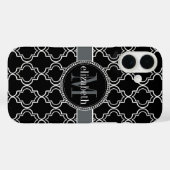 Schwarz-weißes marokkanisches Monogramm Case-Mate iPhone Hülle (Rückseite (Horizontal))