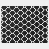 Schwarz-weißes marokkanisches Quatrefolienmuster Fleecedecke (Vorderseite (Horizontal))