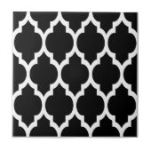 Schwarz-weißes marokkanisches Quatrefolienmuster # Fliese (Vorderseite)