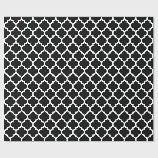 Schwarz-weißes marokkanisches Quatrefolienmuster # Geschenkpapier (Flach)