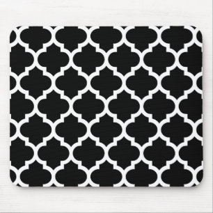 Schwarz-weißes marokkanisches Quatrefolienmuster # Mousepad