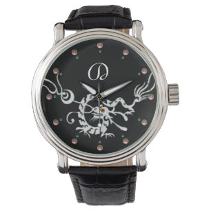 SCHWARZ-WEISSES MEERESDRAGON-MONOGRAM ARMBANDUHR