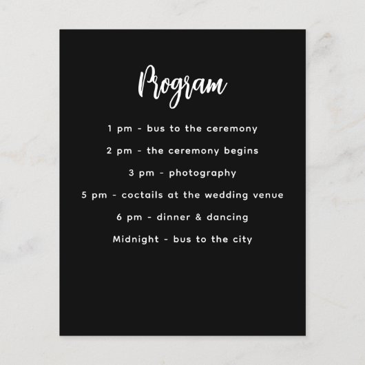 Schwarz-weißes Menü (Hinten)