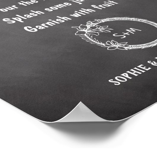 Schwarz-weißes Mimosa Bar String Lights Poster (Ecke)