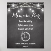 Schwarz-weißes Mimosa Bar String Lights Poster (Vorne)