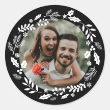 Schwarz-weißes Minimal-Kranz-Foto