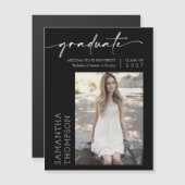 Schwarz-weißes Minimal-Script-Foto Graduate Magnet (Vorne/Hinten)