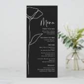 Schwarz-weißes Minimalistisches, feines Blumenmenü Programm (Stehend Vorderseite)