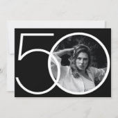 Schwarz-weißes Minimalistisches Foto 50. Geburtsta Einladung (Vorderseite)