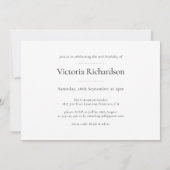 Schwarz-weißes Minimalistisches Foto 50. Geburtsta Einladung (Rückseite)