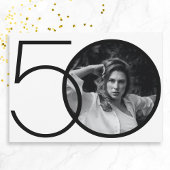 Schwarz-weißes Minimalistisches Foto 50. Geburtsta Einladung