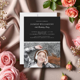 Schwarz-weißes Minimalistisches Foto Einladung