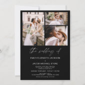 Schwarz-weißes Minimalistisches Foto Hochzeit Einladung (Rückseite)