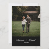 Schwarz-weißes Minimalistisches Foto Hochzeit Einladung (Rückseite)