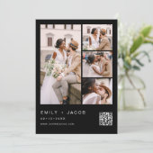 Schwarz-weißes Minimalistisches Foto QR Code White Einladung (Stehend Vorderseite)