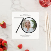 Schwarz-weißes Minimalistisches Foto zum 70. Gebur Serviette (Beispiel)