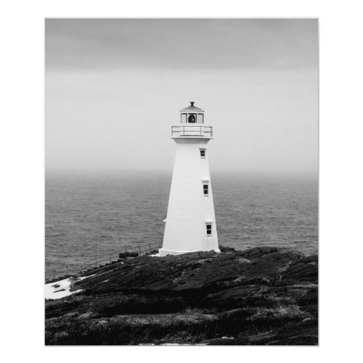 Schwarz-weißes Minimalistisches Leuchtturm Fotodruck (Vorne)