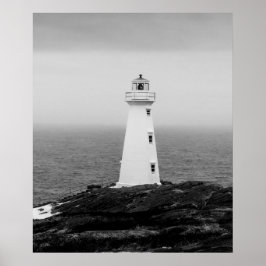Schwarz-weißes Minimalistisches Leuchtturm Poster