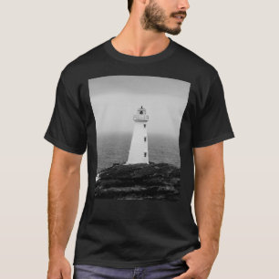 Schwarz-weißes Minimalistisches Leuchtturm T-Shirt
