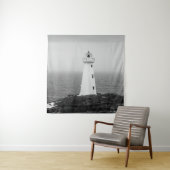 Schwarz-weißes Minimalistisches Leuchtturm Wandteppich (Beispiel)