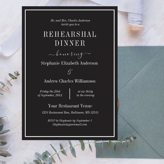 Schwarz-weißes Minimalistisches Modernes Probe Einladung