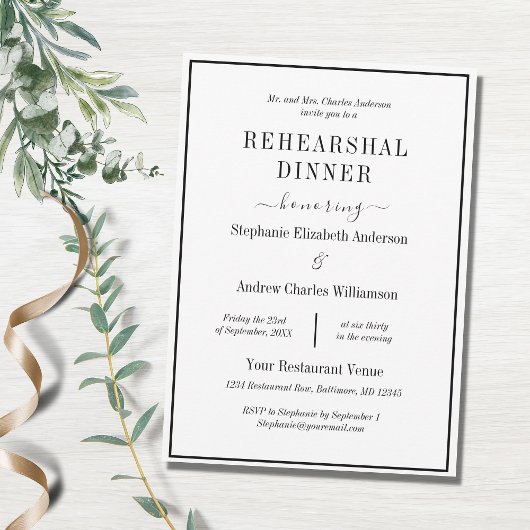 Schwarz-weißes Minimalistisches Modernes Probe Einladung