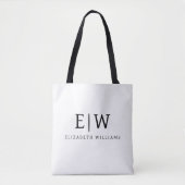 Schwarz-weißes Minimalistisches Monogramm-Elegant Tasche (Vorderseite)