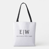 Schwarz-weißes Minimalistisches Monogramm-Elegant Tasche (Rückseite)
