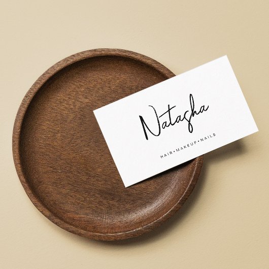 Schwarz-weißes Minimalistisches Signaturskript Visitenkarte