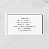 Schwarz-weißes Minimalistisches Unternehmen Visitenkarte (Rückseite)