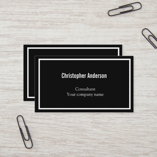 Schwarz-weißes Minimalistisches Unternehmen Visitenkarte (Vorderseite/Rückseite Beispiel)