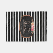 Schwarz-weißes mit Monogramm Blumen des Fleecedecke (Vorderseite (Horizontal))