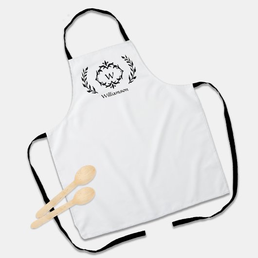 Schwarz-weißes Mit Monogramm Logo für ein benutzer Schürze
