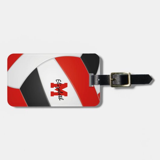 Schwarz-weißes mit Monogramm Volleyballgepäck Gepäckanhänger (Vorderseite horizontal)