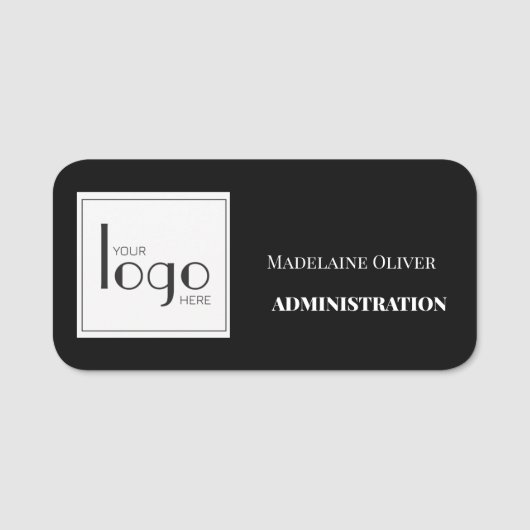 Schwarz-weißes Mitarbeiterlogo Namensschild (Vorderseite)